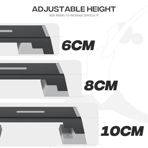 36" Aerobic Exercise Step Platform, Step Up Exercise Platform with 6" 8" 10" Adjustable Risers, Stair Stepper Workout Stepper for Home Gym Strength Training Fitness Equipment, Pink