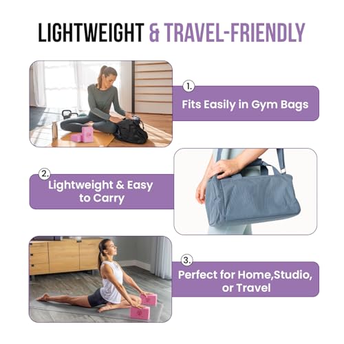 Live Well Pink Yoga Block - EVA Foam Yoga Brick for Support, Stretching, & Alignment - Yoga Accessories for Home & Studio - 3x6x9 inches