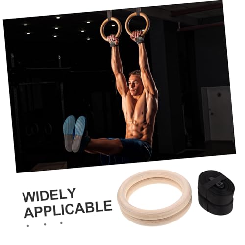 Yardwe Wooden Gymnastics Rings with Adjustable Straps for Home Gym Durable Fitness Equipment for Strength Training Calisthenics and Indoor Workouts Versatile Exercise