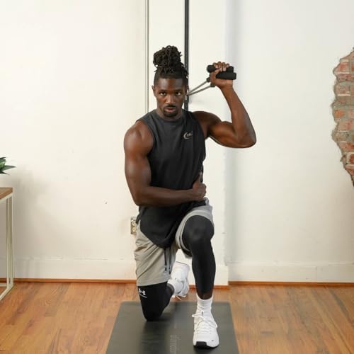 Space Saver Gym Resistance Bands Wall Anchor for At Home Fitness Workouts with 1 Rail and 1 Rail Car - style: 4 Resistance Bands, 1 Set of Handles
