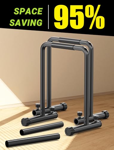 YOLEO Adjustable Dip Bar- 1100lbs Dip Station Portable Functional Fitness Bar with Safety Connector, Heavy Duty Dip Stand Body Press Bar Parallette Exercise Bar Workout Equalizer for Calisthenics