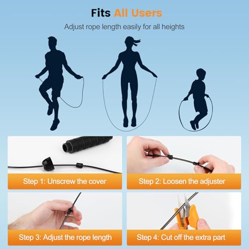 Jump Rope,Tangle-Free Rapid Speed Jump Rope with Ball Bearings for Men,Women and Kids,Adjustable Steel Skipping Rope with Ergonomic Foam Handles,A Ideal Equipment and Accessories for Workout,Fitness,Exercise,Home Gym,Slim Body