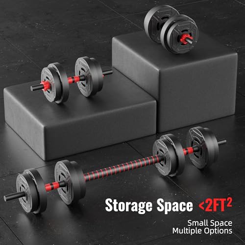 Fitvids Adjustable Dumbbell Set, 40/60LBS Free Weight Set, Multi-Functional Portable Changeable Dumbbell Barbell Kettlebell Set for Home, Multiple Style - size: 40LBS Set, 2in1