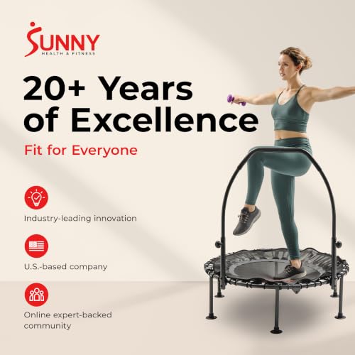 Sunny Health & Fitness 36"/40"/48" Bungee Exercise Trampoline with Handlbar - size: 40" trampoline