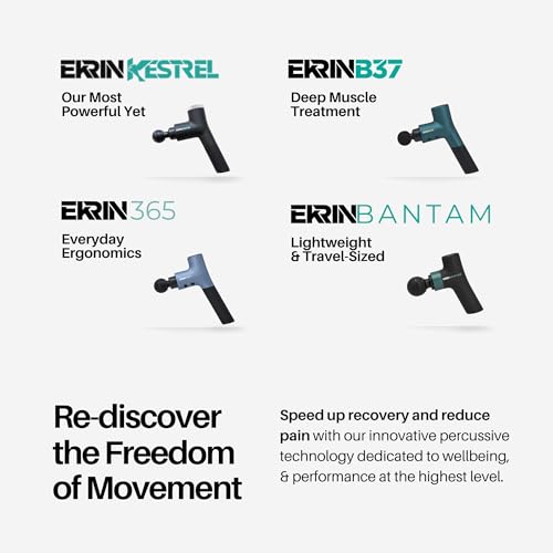 Bantam Mini Massage Gun - Compact Deep Tissue Muscle Massager with Adjustable Speeds & 4 Attachments - Long Battery Life, Lightweight, Travel Friendly
