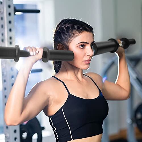 16" Olympic Dumbbell Handle, Dumbbell Bar for 2-inch Olympic Weight Plates, Loadable Dumbbells for Home Gym Strength Training, 2 Pair of Spring Collars Included - color: Black