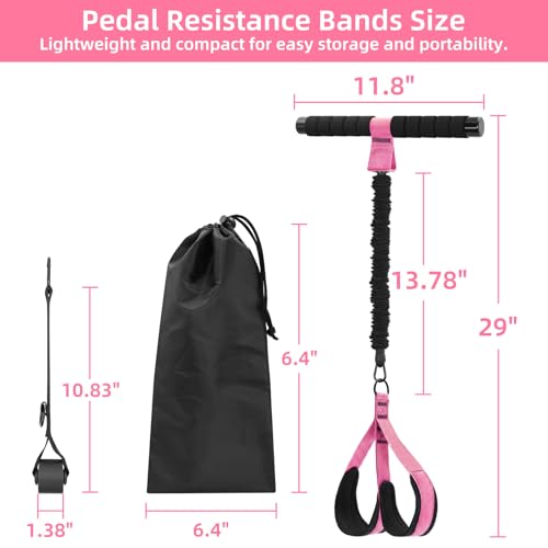 Pedal Resistance Band with Handles and Door Anchor, Detachable Foot Pedal Resistance Band with Stainless Steel Buckles, Multifunction Tension Rope Tummy Trimmer for Full Body Workout Home Gym Women