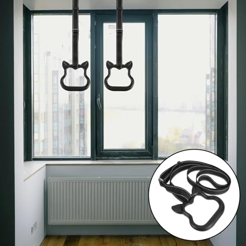 Gymnastics Rings with Adjustable Straps, Black Plastic Pull-up Rings for Indoor and Outdoor Workout, 1 Pair Set for ’s Strength Training and Muscle Development