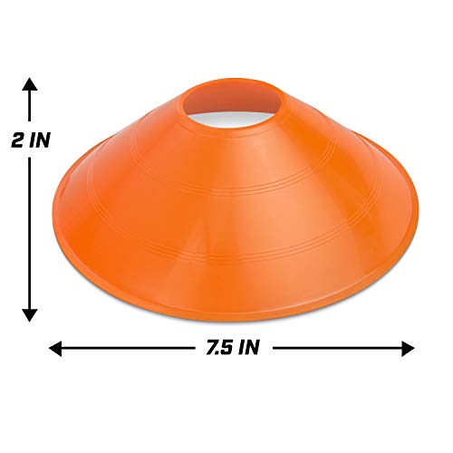 GoSports Premium Sports Cones for Agility Training and Drills - 20 Pack with Tote - Orange, Green, Pink, Yellow, or Red