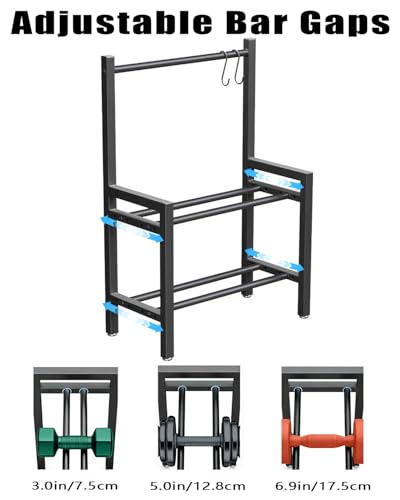 Two Tier Dumbbell Rack 20 IN Length Adjustable small Weight Rack Stand Holder For Home Gym Dumbbells Kettlebells (Rack Only)