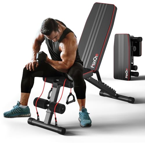 FitinOne Adjustable Folding Weight Bench for Home Gym, 660 lbs Capacity Multi-Functional Workout Bench Sturdy Durable for Full Body - color: Black