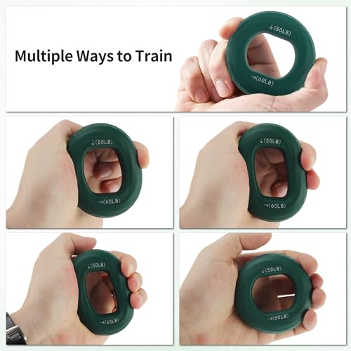 Hand Grip Strengthener, Adjustable Strength Grip, Silicone Grip Circle, for Men Adult, 2 Pcs - color: Green & Red(50/60LB,60/70LB)