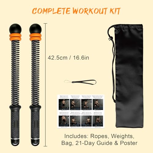 Ropeless Battle Ropes for Home Gym, Weighted Cordless Battle Rope with Adjustable Weights & Anti-Slip Handles, Portable Workout Rope for Strength Training, Anaerobic & Full Body Exercise