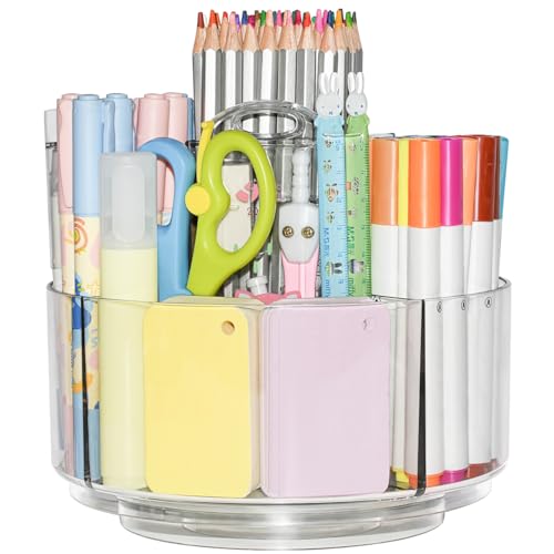 JIKIOU 430pcs Acrylic Pencil Holder Marker Organizer 360-Degree Rotating
