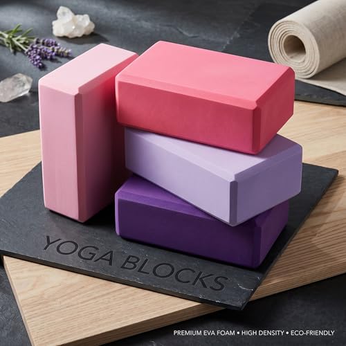 4 Pcs Foam EVA Yoga Blocks Different Color Soft Non Slip Supportive Yoga Bricks Lightweight Gymnastic Blocks Stretching Accessories for Women Pilates Meditation