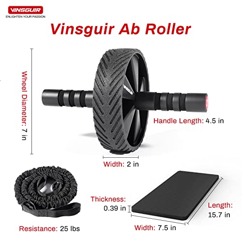 Vinsguir Ab Roller Wheel Kit- Ab workout equipment with Resistance Bands & Knee Mat,Exercise Roller for Core Strength Training & Home Gym Fitness, Abdominal Carver Machine for Men & Women
