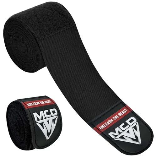 MCD Boxing Wraps for Men & Women 4.5m/180” Boxing Hand Wraps for Bᴏxing Gloves with Thumb Loop Muay Thai Hand Wrаps Semi-Elastic Wrist Wrаps Bᴏxing Wrap for MMA, Muay Thai & Martial Arts Training - color: Black