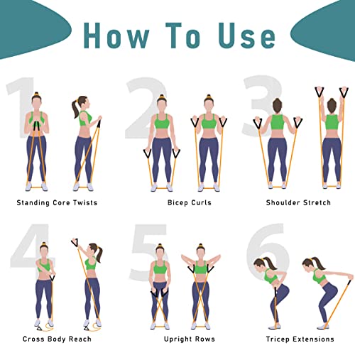 Resistance Bands with Handles, Single Resistance Bands, Exercise Bands with Handles, for Resistance Training, Physical Therapy, Home Workouts, Fitness, Pilates - color: green-30lbs