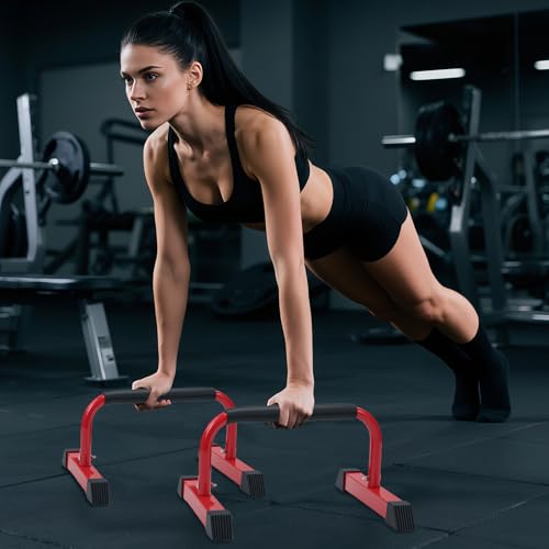 Push Up Bars: Sweat-resistant Parallettes Bar for Handstands L-sit & Dip, No Wobbling Strength Training Pushup Stands for Women Men Workout Core Exercise at Home Floor Gym