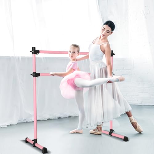 UMEKEN Wood/Aluminum/Steel Ballet Barre 4 Foot Portable Barre Bar Home Adjustable Freestanding Ballet Stretch Dance Bar for Kids Adult with Carry Bag