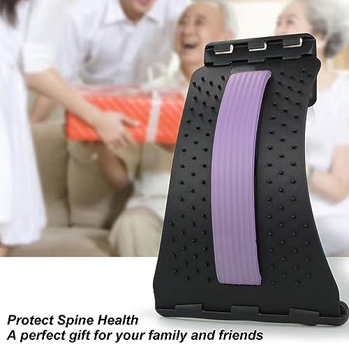 Back Stretcher for Lower Back Pain Relief, 4 Level Adjustable Lumbar Cracker Board Massager, Stretching Device for Scoliosis, Sciatica (Purple) - color: Purple