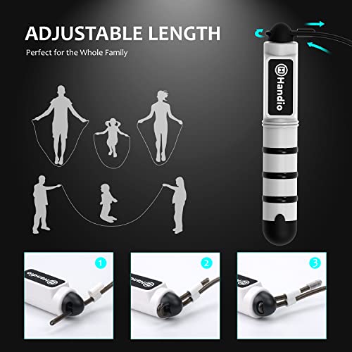 Jump Rope, H Handio Jump Rope with Counter, Workout Jumping Rope with Steel Ball Bearings, Adjustable Length Speed Skipping Rope for Men Women Kids Home Gym, Crossfit, Fitness Exercise