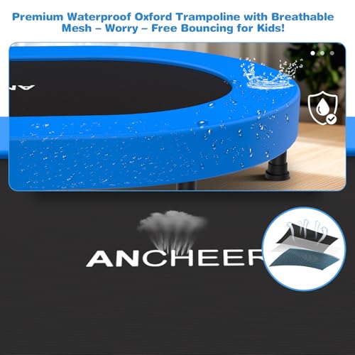 ANCHEER Trampoline, Mini Trampoline with Adjustable Handle -Indoor/Outdoor Rebounder for Kids & Toddlers, 56'' Safe Oval Fitness Trampoline with Bar for Home Fun