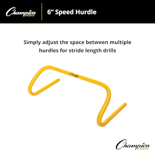 Champion Sports Speed Hurdles – Lightweight Adjustable Agility & Jump Training for Athletes - Speed & Stride Drills, Soccer, Football & Track - style: 6" Yellow (Single Hurdle)