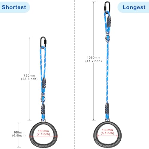 SELEWARE Trapeze Swing Rings, Non-Slip Gymnastic Rings Pull Up Exercise Rings for Home Gym Playground Ninja Warrior Obstacle Course Training Workout