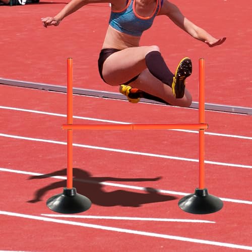 TNZMART 3.3 FT Agility Poles Adjustable Hurdles for Soccer Football Speed Training Equipment Track and Field - color: Orange, style: 3 groups