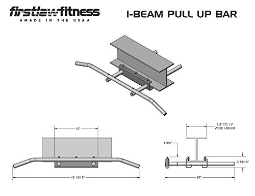 Firstlaw Fitness 600 LBS Limit - I-Beam Pull Up Bar - Bent Bar – RED - Rubber Grips