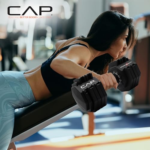 CAP ADJUSTABELL Adjustable Dumbbell Weights - Singles & Pairs | 12.5 lb, 25 lb & 55 lb | Multiple Handle Options - size: 55 lb - Black Handle, style: Pair