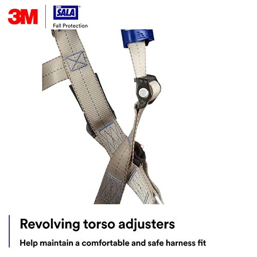 3M DBI-SALA ExoFit X100 Comfort Vest Safety Harness Fall Protection, OSHA, ANSI, General Purpose, 1 D-Ring, Tongue Buckle Leg Strap, Pass-through Chest Buckle, Zinc Plated Steel, 1401000, Small - size: Small