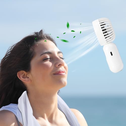 Tujoe 6 Sets Mini Portable Fan Cooling Towel Small Personal Handheld Fan Rechargeable 35"x 12" Ice Towel Chilly for Yoga, Sport, Gym, Workout, Camping, Fitness, Running Summer Gift (White)