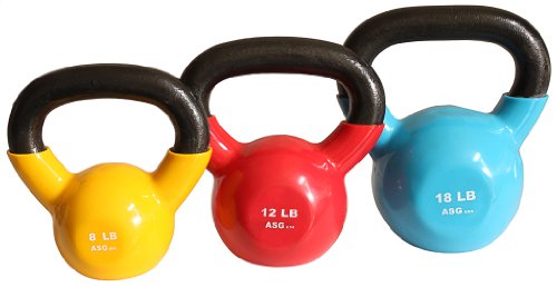Ader Vinyl Kettlebell Set- 8, 12, 18 Lb