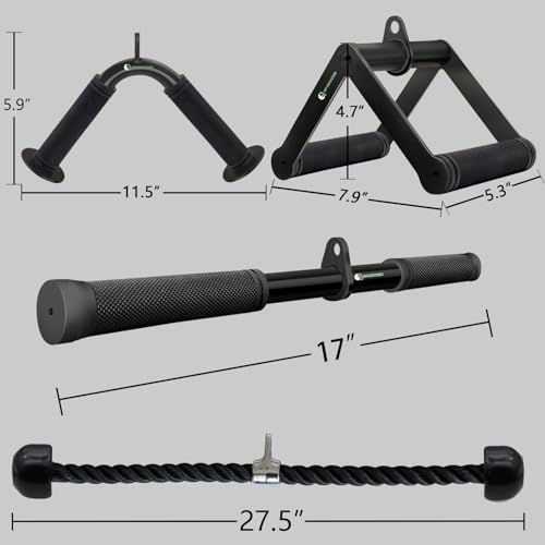 Cable Machine Attachment Set LAT Pulldown Attachments Weight Machine Accessories for Home Gym - color: black-4.0