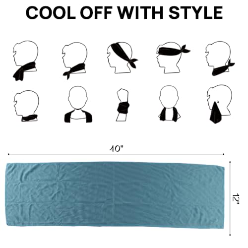 JBM Cooling Towel 40” X 12” Ice Towel Quick Dry Breathable Soft Microfiber Towels for Sports, Camping, Beach, and Outdoor Activities (Teal) - color: Teal