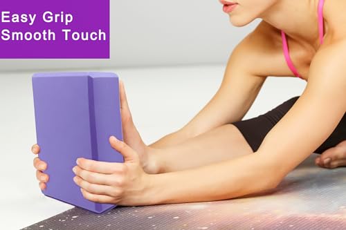 Yoga Blocks 2 Pack, Supportive Latex-Free Eva Foam Soft Non-Slip Blocks with Beveled Edges for Yoga, Pilates, Meditation - Yoga Accessories for Stability, Balance, Deepen Stretches