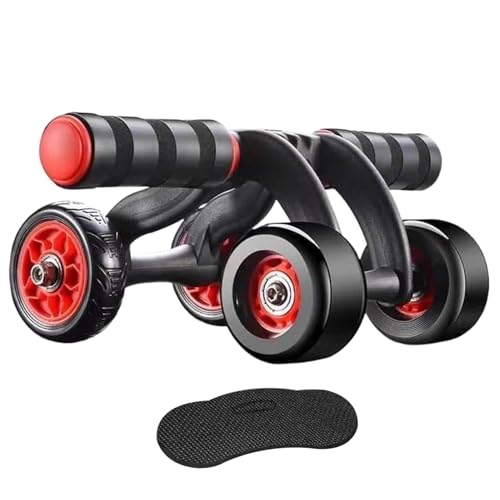 Ab Roller Automatic Rebound Abs Trainer 4 Wheels Heavy Duty Abdominal Wheel with Kneeling Mat Non-slip Low Noise Core Workout Ab Roller Wheel for Men Women