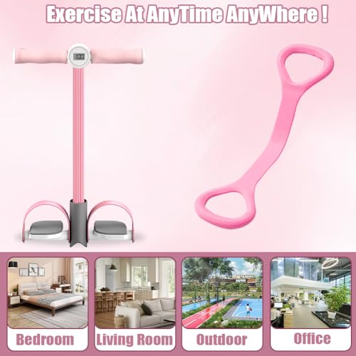 Upgrade 6-Tubes Pedal Resistance Band with Handle, Elastic Pull Rope Fitness with 8 Shaped Resistance Band, Multifunction Tension Rope for Abdomen Waist Arm Leg Training, Home Gym Exercise Equipment