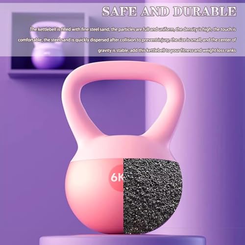 Kettlebell Weights Women's Beginner Weight Loss Soft Kettle Bells, Buttocks Shaping/sports Dumbbell, Home Fitness Equipment, Frosted Non-slip Handle(Pink-10kg)