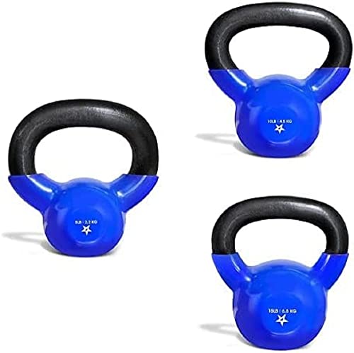 Yes4All Kettlebell Set, Kugelhantel aus Gusseisen mit Vinylbeschichtung, Kettlebells Set für alle Level