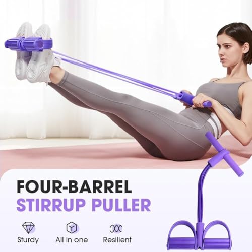 6 Tube Pedal Resistance Band Device, Foot Pedal Resistance Band with Handle, Multifunction Pilates Bar Kit Exercise Accessories Home Workout Equipment for Women Gym Arm Waist Leg Training