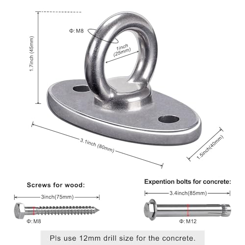 BeneLabel Wall Ceiling Mount Bracket for Suspension Strap Trainer, 2800lb Capacity, Body Weight Strength Training Systems, Aerial Yoga Swing, Resistance Band,Hammock,Battle Rope, Boxing Equipment - color: 3Pcs closed hook