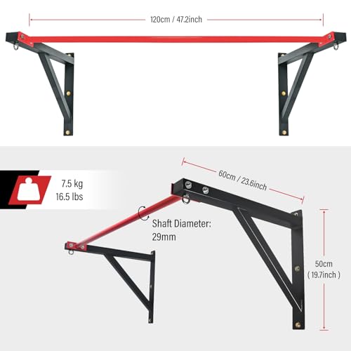 Wall Mounted Pull Up Bar, Heavy Duty Chin Up Bar Wall Mount for Home Gym Workout 500 lbs Weight Capacity Multi-Grip Strength Training Pull-Up Bars for Garage Gym