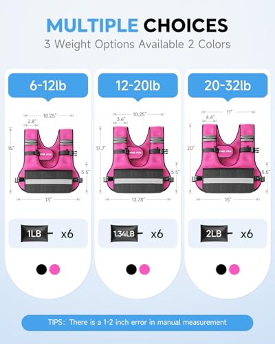 Adjustable Weighted Vest for Women Men, 6-12lb/12-20lb/20-32lb Comfort Fit - U-Shaped Ergonomic Weight Vest with 6 Removable Iron Sandbags, Large Front Mesh Pocket & Reflective Strips, Ideal for Running, Walking, Strength Training, HIIT, Cardio Workouts -