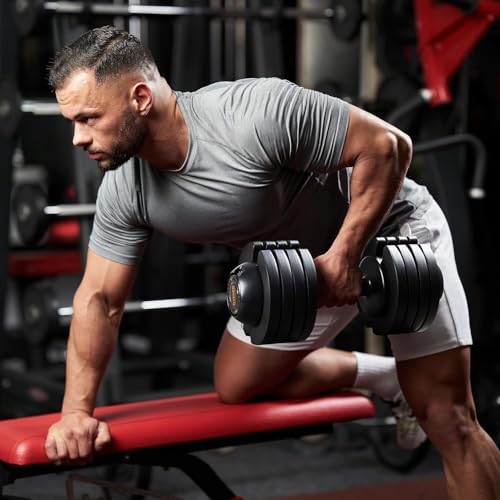 ALTLER Adjustable Dumbbell Set, 25/52LB Pair with Tray for Workout Strength Training Fitness, Adjustable Weight Dial Dumbbell with Anti-Slip Handle and Weight Plate for Home Exercise - size: 25LBS PAIR