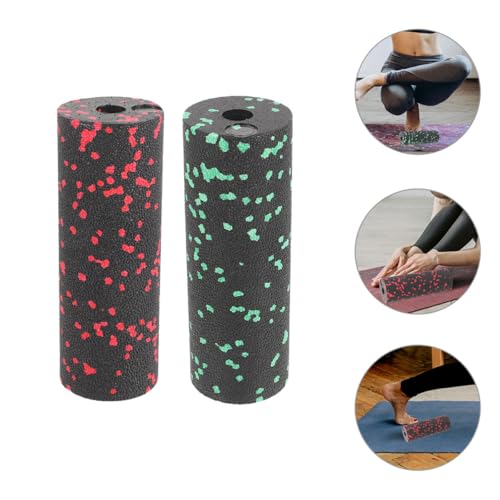 ORFOFE 2pcs Compact Exercise Roller Columns for Muscle Relaxation, Hollow Lightweight Fitness Foam Rollers, Back and Body Massage Tools for Travel and Home Use (Green Red)