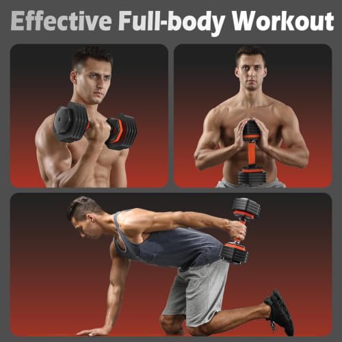FEIERDUN DB1 QuickDial Adjustable Dumbbell Set, Adjustable Free Weights with Storage Box, 110lb/105lb/50lbs Quick Change for Drop Set, Non-Slip Handles, Weight Set For Home Gym Suit both Men and Women