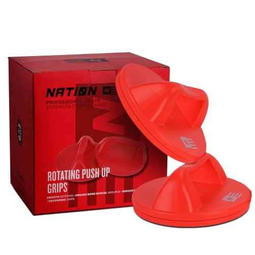 WOD Nation Rotating Push Up Bars – Wide Grip Pushup Handles with Non-Slip Pads for Floor, Reduce Wrist & Elbow Strain – Strength Training Equipment for Men & Women